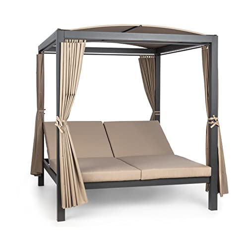 blumfeldt Doppelliege Outdoor für 2 Personen mit Dach, XL Doppel-Sonnenliege, Doppel Garten Liege Bett für Erwachsene & Kinder, Gartenbett mit Verstellbarer Rückenlehne, Outdoor-Sonnenbett mit Dach blumfeldt Doppelliege Outdoor für 2 Personen mit Dach, XL Doppel-Sonnenliege, Doppel Garten Liege Bett für Erwachsene & Kinder, Gartenbett mit Verstellbarer Rückenlehne, Outdoor-Sonnenbett mit Dach von blumfeldt