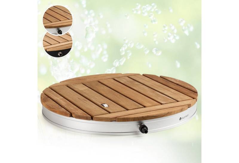 blumfeldt Gartendusche Sumatra Teak Round Gartendusche (Packung, 1 St), Outdooor bodenplatte Bodendusche Fußdusche Außen ohne Stromanschluss von blumfeldt
