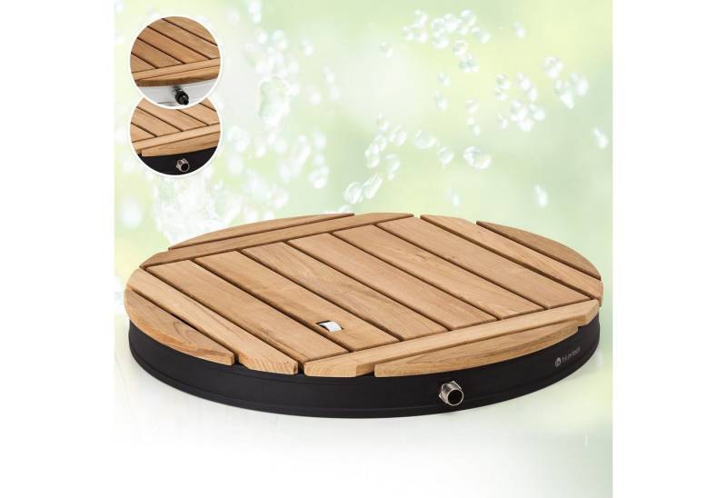 blumfeldt Gartendusche Sumatra Teak Round Gartendusche (Packung, 1 St), Outdooor bodenplatte Bodendusche Fußdusche Außen ohne Stromanschluss von blumfeldt