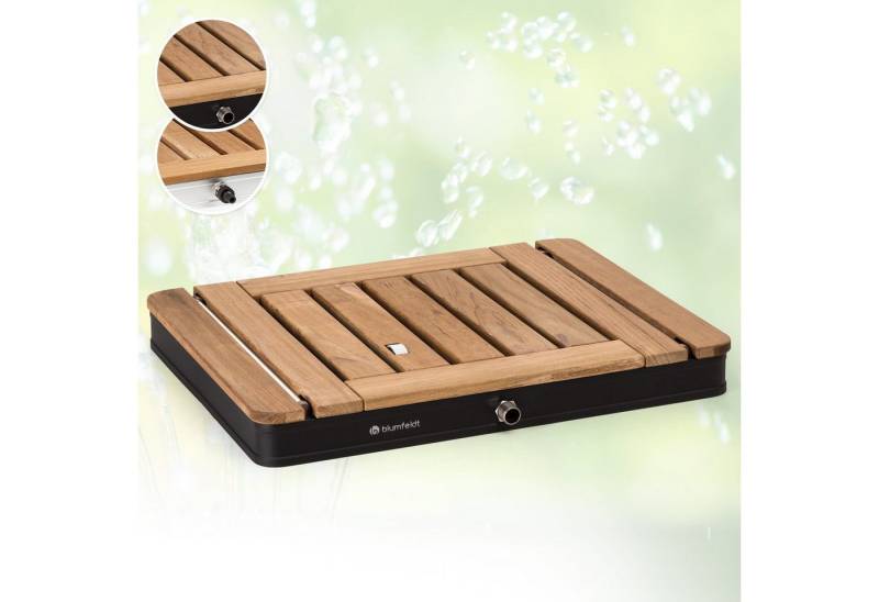 blumfeldt Gartendusche Sumatra Teak Square Gartendusche (Packung, 1 St), Outdooor bodenplatte Bodendusche Fußdusche Außen ohne Stromanschluss von blumfeldt