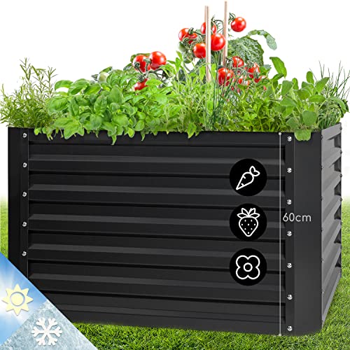 blumfeldt Großes Hochbeet aus Metall, Schmales zum Selber Bauen, Wetterfestes für Garten &Terrasse, Rostfreies Gartenbeet Outdoor, Schneckenschutz Hochbeet, 600 Liter von blumfeldt