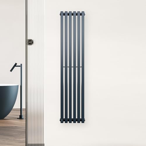 blumfeldt Heizkörper Mittelanschluss - 942W Wandheizkörper, Vertikale Heizrohre, Designheizkörper aus Stahl, Anthrazit, 25x120 cm, Effiziente Wärmeverteilung, Modernes Design von blumfeldt
