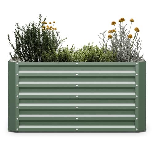 blumfeldt High Grow Straight Hochbeet, Ergonomisches 575-l-Gartenbeet aus Rostfreiem Galvalume-Stahl für Gemüse und Kräuter – Rückenschonendes Design, Einfache Montage, Frostsicher und Kompakt von blumfeldt