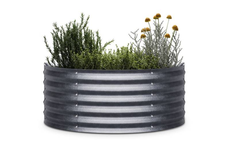 blumfeldt Hochbeet High Grow Half Circle Hochbeet Metall 105 x 43 x 60cm, Pflanzkübel Outdoor Balkon außen groß Metall Garten von blumfeldt