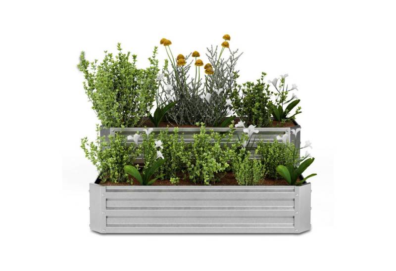 blumfeldt Hochbeet High Grow Hochbeet 2 Ebenen 405 L (Set), Pflanzkübel Outdoor Balkon außen groß Stahl Garten von blumfeldt