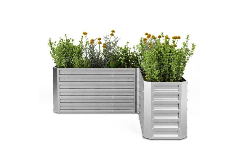 blumfeldt Hochbeet High Grow Hochbeet L-Form (Set), Pflanzkübel Outdoor Balkon außen L form Stahl Garten von blumfeldt