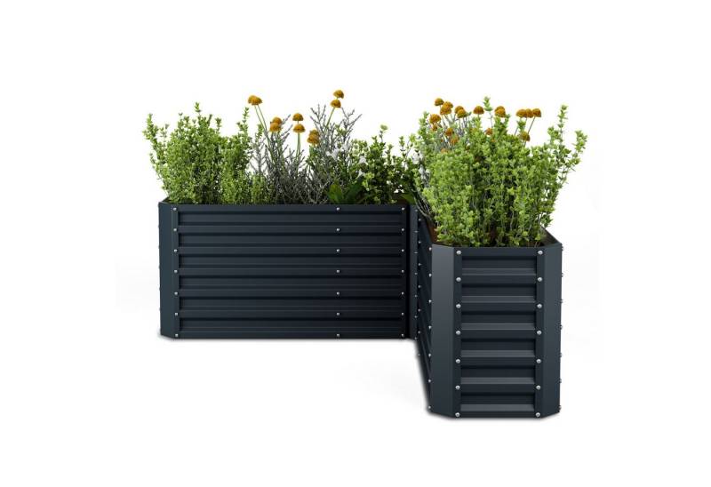 blumfeldt Hochbeet Highgrow (Set, Set), Pflanzkübel Outdoor Balkon außen L form Stahl Garten von blumfeldt