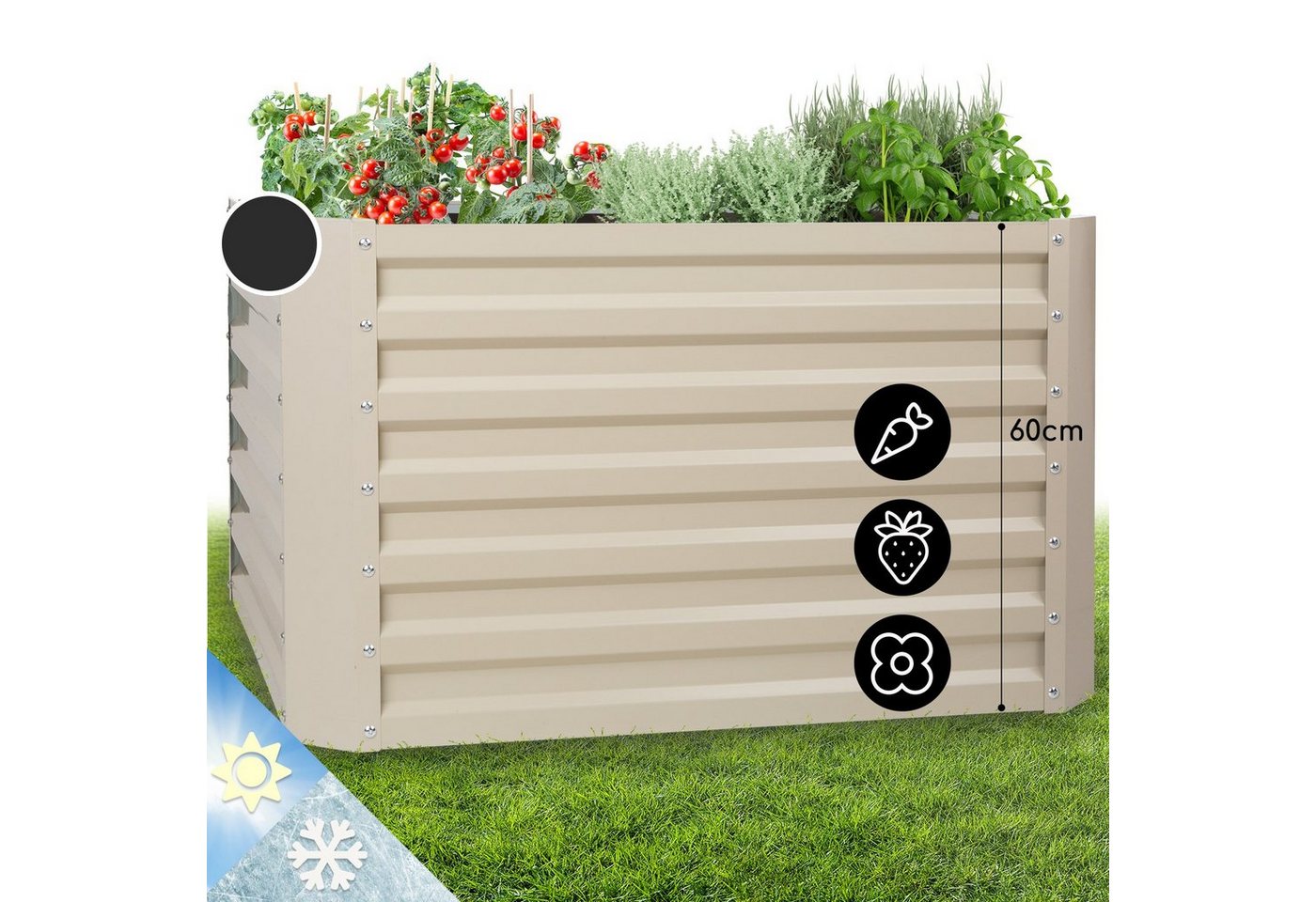 blumfeldt Hochbeet High Grow Straight, Hochbeet Metall Balkon Pflanzkasten Pflanzkübel Blumenkasten von blumfeldt