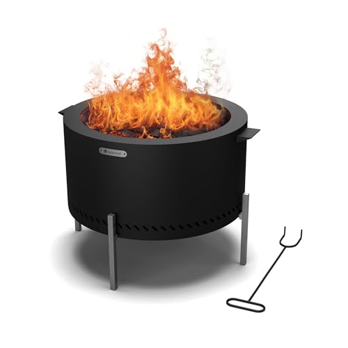 blumfeldt Ignite Pure Feuerschale - Fast Rauchfrei, Rostbeständig, Tragbar & Kompakt, Inkl. Grillrost & Regenschutz, Leicht zu Reinigen, Perfekt für Garten & Camping von blumfeldt