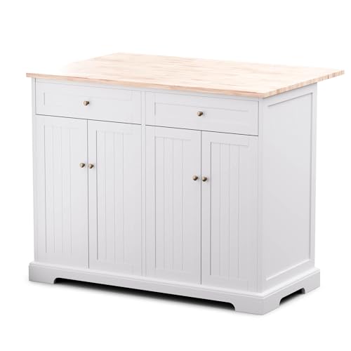 blumfeldt Kücheninsel – Ausziehbare Arbeitsplatte, 2 Schubladen & 4 Türen, Vielseitiger Küchenwagen, Modernes Design, Robuste Konstruktion, Leicht zu Reinigen, 106,5x49,5x89 cm von blumfeldt