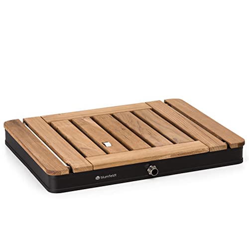 blumfeldt Mobile Gartendusche, Aussendusche für den Garten, Bodendusche mit 4m Wasserstrahlhöhe, Boden-Gartendusche mit Holz-Optik für Pool & Sauna, Außendusche Wasserdicht, Frost- & UV-Beständig von blumfeldt