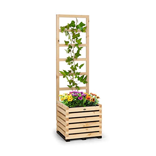 blumfeldt Modu Grow - Hochbeet & Spalier Set, Pflanzschale, Blumenkasten, Blumenkübel, inklusive Spalier/Rankhilfe, solides und haltbares Kiefernholz, 50 x 151 x 50 cm (BxHxT), Kiefer von blumfeldt