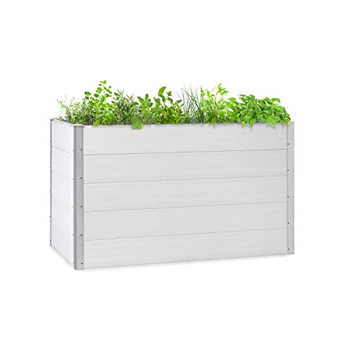 blumfeldt Nova Grow Gartenbeet,150 x 91 x 100 cm (BxHxT),Material: WPC mit UV-, Rost- und Frostschutz,Holzoptik,rückenschonende Höhe,einfacher Zusammenbau,weiß von blumfeldt