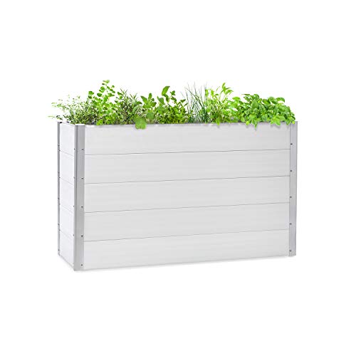 blumfeldt Nova Grow Gartenbeet,150 x 91 x 50 cm (BxHxT),Material: WPC mit UV-, Rost- und Frostschutz,Holzoptik,rückenschonende Höhe,einfacher Zusammenbau,weiß von blumfeldt