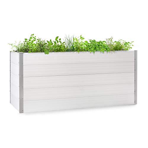 blumfeldt Nova Grow Gartenbeet,195 x 91 x 100 cm (BxHxT),Material: WPC mit UV-, Rost- und Frostschutz,Holzoptik,rückenschonende Höhe,einfacher Zusammenbau,weiß von blumfeldt