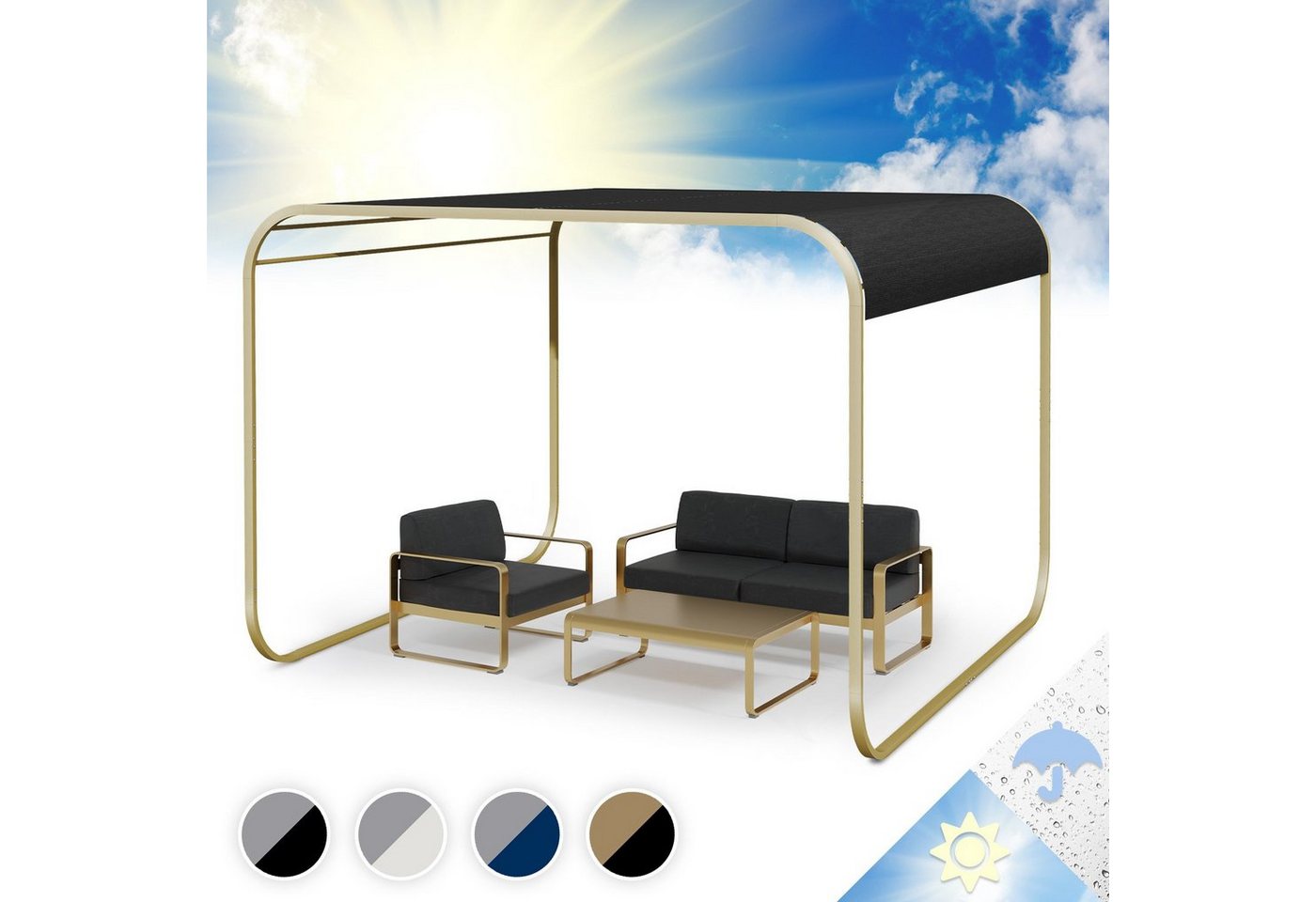 blumfeldt Pavillon Orleans, (Set, Set), Pergola Terassenüberdachung Gartenpavillon Sonnenschutz 300 x 300 von blumfeldt