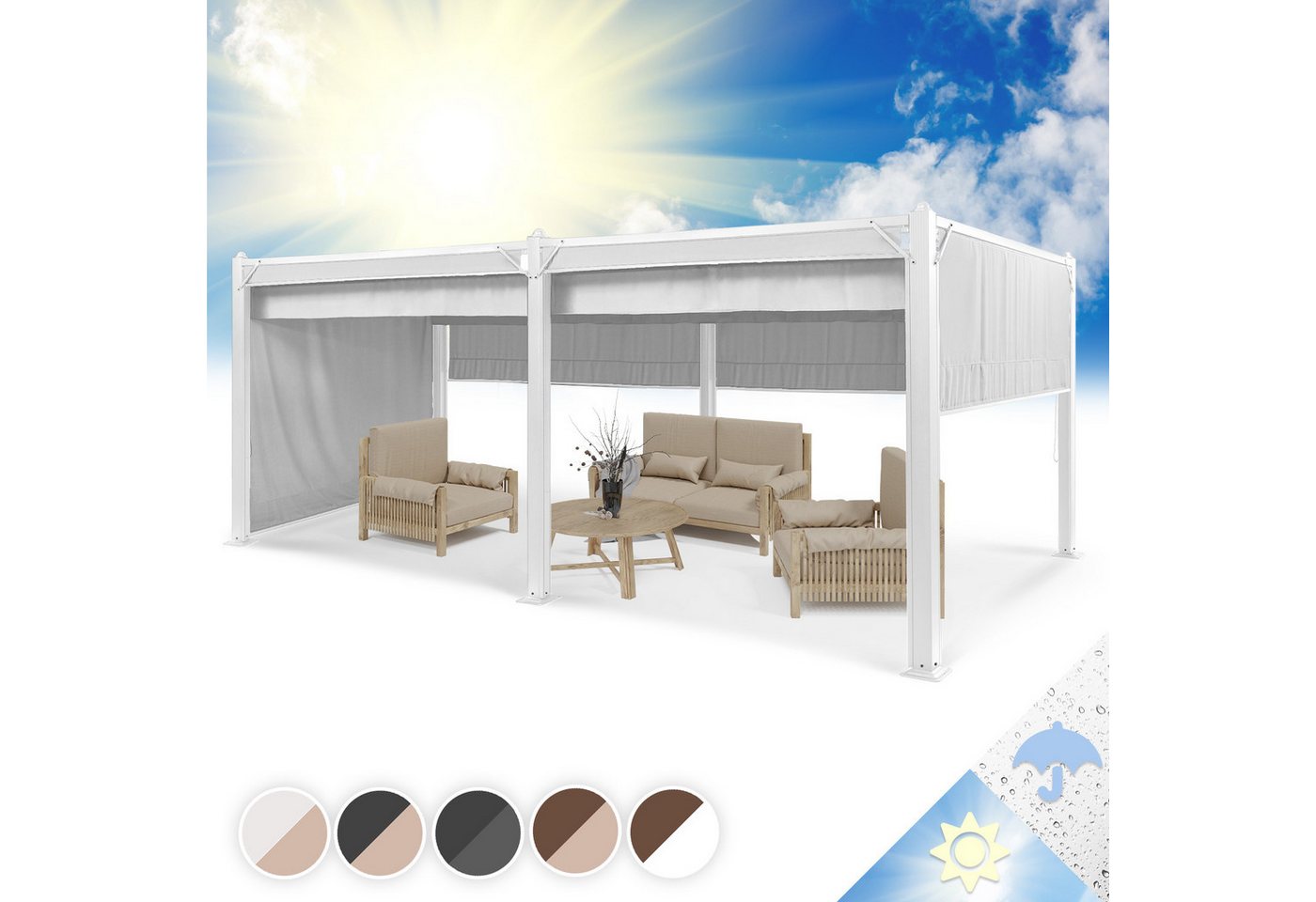 blumfeldt Pavillon Pantheon_Cortina, (Set), Pergola Terrassenüberdachung Grillpavillon Gartenpavillon Sonnenschutz von blumfeldt