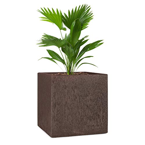 blumfeldt Solid Grow Rust - Pflanzgefäß Pflanzkübel Pflanzkasten, Material: Fibreclay, UV- & Frostschutz, witterungsbeständig, für drinnen und draußen, rostfarben, 40 x 41 x 40 cm (BxHxT) von blumfeldt