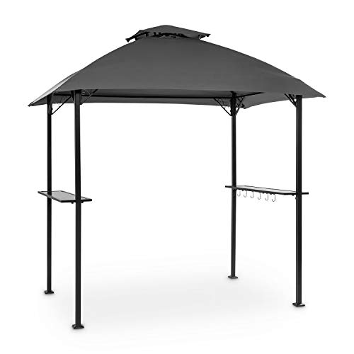 Blumfeldt Steakhouse al Sur Pavillon Grilldach, Größe: 244x260x152cm (BxHxT), Regen-/Sonnenschutzdach: Polyester 160g wasserabweisend/flammhemmend, Rahmen: 4x4cm pulverbeschichteter Stahl, dunkelgrau von blumfeldt