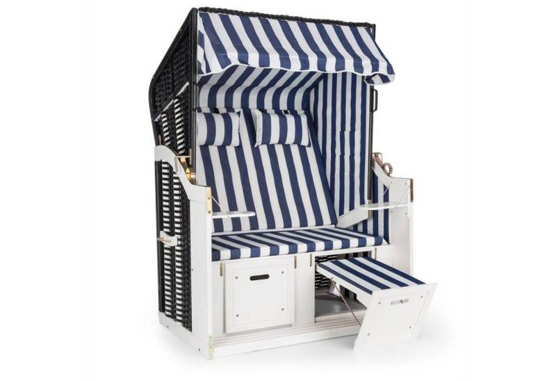 blumfeldt Strandkorb Hiddensee Strandkorb XL 2-Sitzer Volllieger blau / weiß gestreift, BxTxH: 118x100x160 cm, HMD1-Hiddensee-Blau, (7-tlg) von blumfeldt