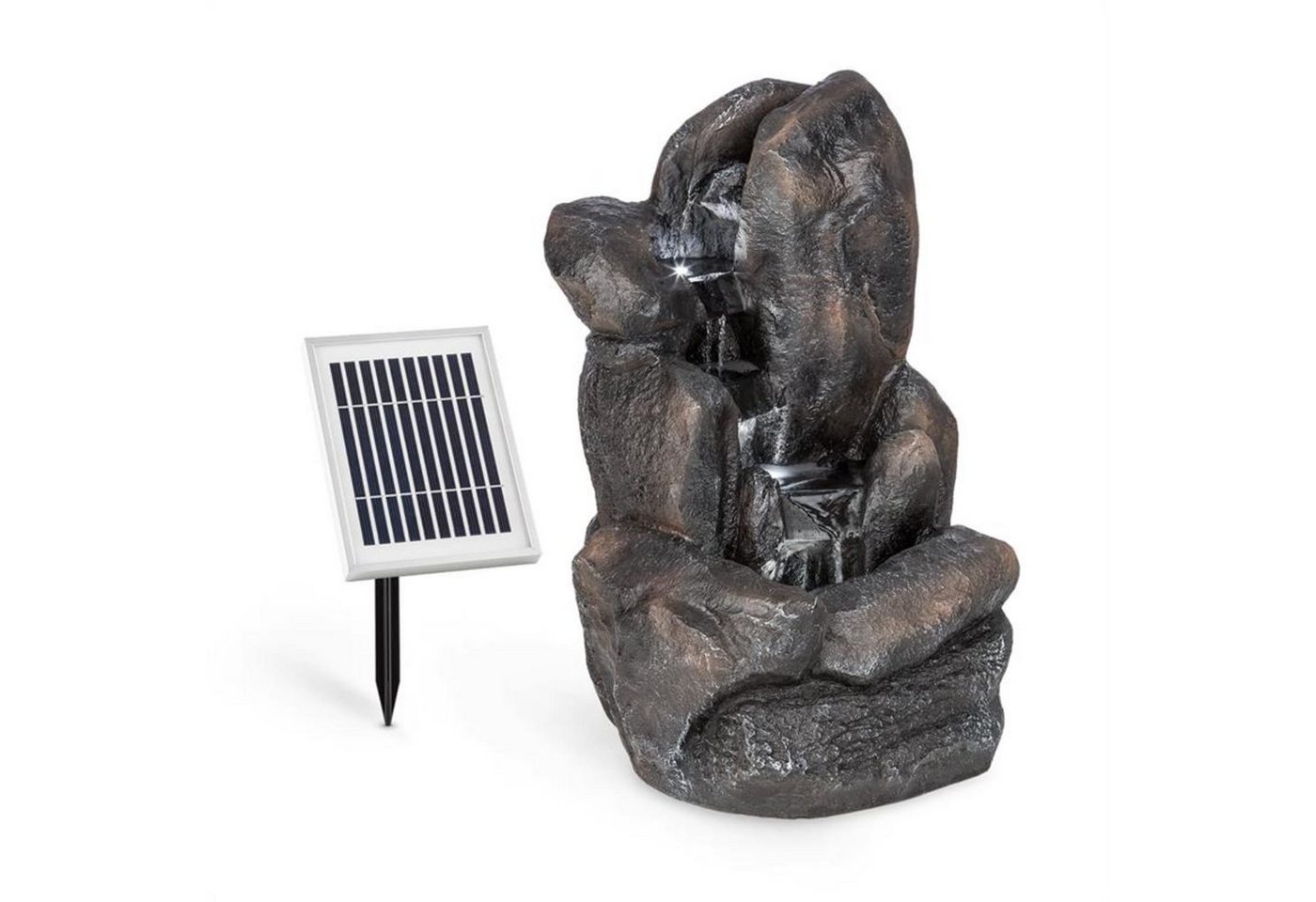 blumfeldt Wasserspiel Felsquell Solar-Kaskadenbrunnen, 37 cm Breite von blumfeldt