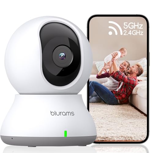 blurams Überwachungskamera Innen, 2K WLAN Kamera, 2.4GHz/5GHz, PTZ Hundekamera, 360° IP Kamera für Heimsicherheit, Zwei-Wege-Audio, Bewegungstracking, Nachtsicht,Sirene, Cloud&SD-Karten von blurams