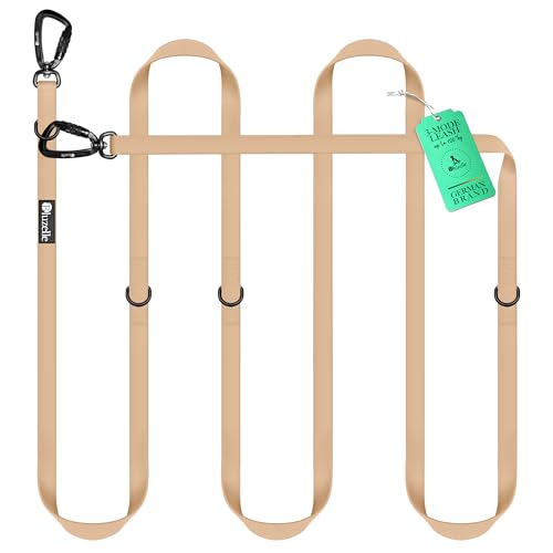 BLUZELLE Wasserfeste Hundeleine 3m, Wetterfestes PVC & 2 Starke 360° Aluminium Sicherheitskarabiner, Verstellbare Doppelleine für 2 Hunde, Freihand-Leine zum Umhängen, Schmutzabweisend, Farbe:Beige BLUZELLE Wasserfeste Hundeleine 3m, Wetterfestes PVC & 2 Starke 360° Aluminium Sicherheitskarabiner, Verstellbare Doppelleine für 2 Hunde, Freihand-Leine zum Umhängen, Schmutzabweisend, Farbe:Beige von bluzelle