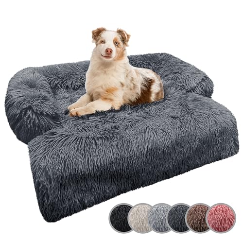 bluzelle Sofaschutz Hundebett für große Hunde, Hundedecke für Couch Sofa Cover, Plüsch-Fell Hundesofa Schutzdecke Hundematte rutschfest Wasserdicht Waschbar Abnehmbarer Bezug, Farbe:Dunkel-Grau von bluzelle