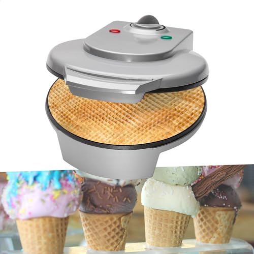 Hörnchen Waffeleisen für Eiswaffeln - Eiswaffeleisen 1200 Watt - Hörncheneisen für Hauchdünne Waffeln - Hörnchenautomat mit Kegel inkl Pflegetuch - Backfläche 18 cm von bmf-versand