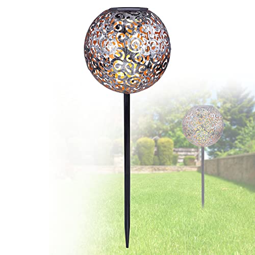 Solarlampe für Außen Garten Kugel 19 cm - Gartendeko Solar mit Erdspieß - Solarleuchte Garten Deko Balkon - Außenlampe LED Orientalisch Antik - Gartenlampe Höhe 54 cm Solarlampe für Außen Garten Kugel 19 cm - Gartendeko Solar mit Erdspieß - Solarleuchte Garten Deko Balkon - Außenlampe LED Orientalisch Antik - Gartenlampe Höhe 54 cm von bmf-versand