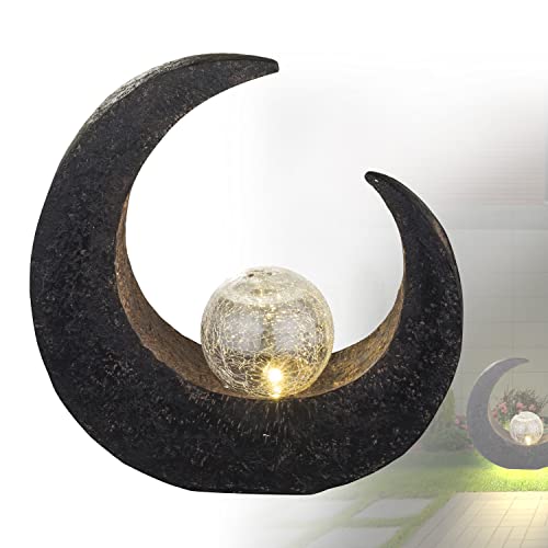 bmf-versand Solarlampe für Außen Garten Stehend Mond - Gartendeko Solar Halbmond - Solarleuchte Garten Deko Balkon - Außenlampe LED Rustikal Antik - Gartenlampe Höhe 30 cm von bmf-versand