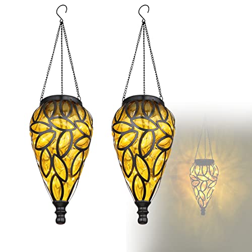 Solarlampe für Außen Hängend Tropfen 2er Set – Solarleuchte Garten 50 cm Hoch – Außenleuchte Gartenlampe LED – Leuchte Solar Aussenlampe IP 44 Metall Schwarz Amber Solarlampe für Außen Hängend Tropfen 2er Set – Solarleuchte Garten 50 cm Hoch – Außenleuchte Gartenlampe LED – Leuchte Solar Aussenlampe IP 44 Metall Schwarz Amber von bmf-versand