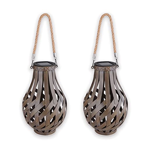 Solarlampe für Außen Laterne Stehend Hängend 2er Set – Solarleuchte Garten 27 cm Hoch – Außenleuchte Gartenlampe LED – Leuchte Solar Aussenlampe IP 44 Metall Bambus Braun Schalter Solarlampe für Außen Laterne Stehend Hängend 2er Set – Solarleuchte Garten 27 cm Hoch – Außenleuchte Gartenlampe LED – Leuchte Solar Aussenlampe IP 44 Metall Bambus Braun Schalter von bmf-versand