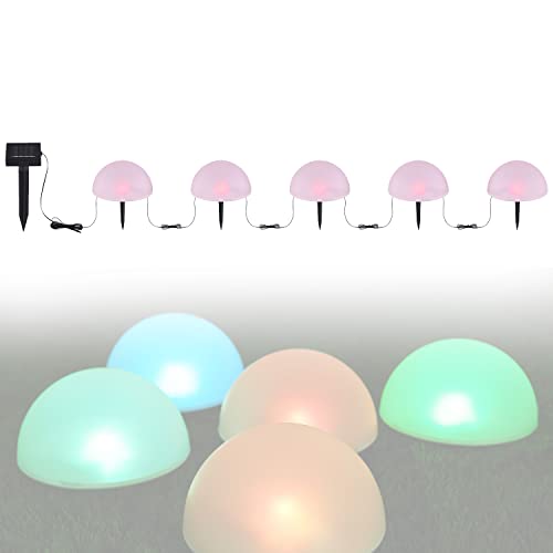 Solarlampe für Außen Stehend RGB Halbkugel mit Pflegetuch – Solarleuchte Garten 19 cm Hoch – Außenleuchte Gartenlampe LED – Leuchte Solar Aussenlampe IP 44 Lampenkette Rot Grün Blau von bmf-versand