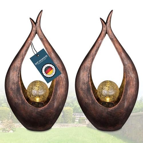 bmf-versand® Solarlampe für Außen Stehend Skulptur 2er Set – Solarleuchte Garten Höhe 50 cm – Außenleuchte Gartenlampe LED – Leuchte Solar Aussenlampe IP 44 Glas Crackle Bronzeoptik bmf-versand® Solarlampe für Außen Stehend Skulptur 2er Set – Solarleuchte Garten Höhe 50 cm – Außenleuchte Gartenlampe LED – Leuchte Solar Aussenlampe IP 44 Glas Crackle Bronzeoptik von bmf-versand