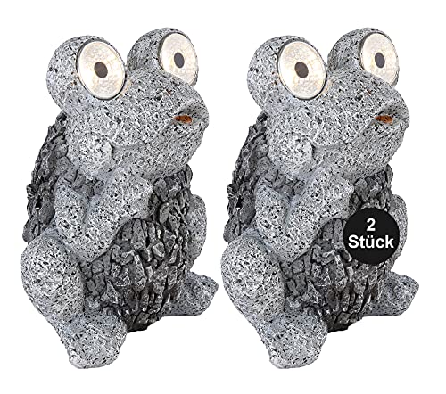 Solarlampen für Außen Deko mit LED 2er Set - Gartendeko Solar Modern Stein Optik - Solarleuchten Garten Figuren Frosch - Außenlampe Stehend Grau - Höhe 21 cm Solarlampen für Außen Deko mit LED 2er Set - Gartendeko Solar Modern Stein Optik - Solarleuchten Garten Figuren Frosch - Außenlampe Stehend Grau - Höhe 21 cm von bmf-versand
