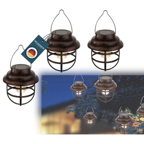Solarlampen für Außen Garten 3 er Set - Solarleuchten Gartendeko Hängend - Gartenlaterne zum Hängen - Kleine Solarlaterne 3 Stück - Solarlampe Balkon Wetterfest - Solarlampions Laterne von bmf-versand