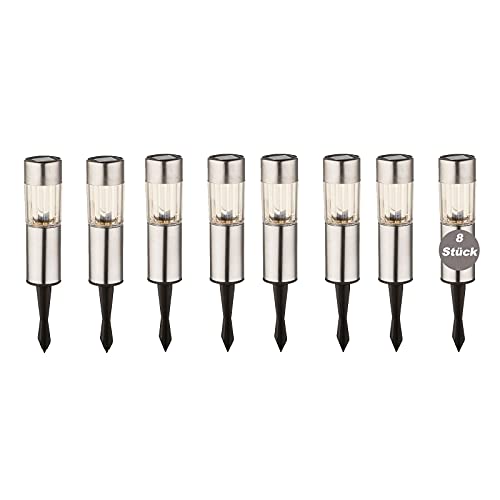 bmf-versand® Solarlampen für Außen Wegeleuchte Edelstahl mit LED 8er Set - Gartendeko Solar Modern - Solarleuchten Garten Silber - Außenlampe Stehend Erdspieß - Höhe 25 cm bmf-versand® Solarlampen für Außen Wegeleuchte Edelstahl mit LED 8er Set - Gartendeko Solar Modern - Solarleuchten Garten Silber - Außenlampe Stehend Erdspieß - Höhe 25 cm von bmf-versand