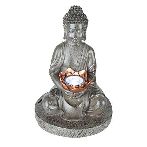 Solarleuchte für Außen Garten Buddha Figur - Solarleuchte Balkon Statue - Gartenlampe Höhe 30 cm - Außenleuchte LED Stehend - Gartendeko Solar Wetterfest von bmf-versand