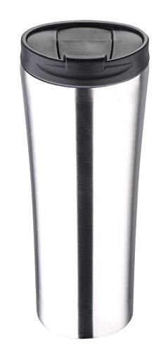 bmf-versand® Coffee to go Becher Edelstahl 400 ml - Kaffeebecher Deckel mit Trinkverschluss - Reisebecher Thermoflasche Doppelwandig - Isolierbecher Thermobecher Weiß von bmf-versand