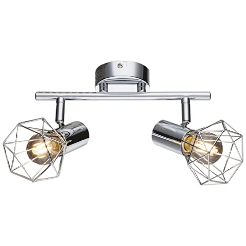 bmf-versand® Deckenleuchte Wohnzimmer Flur 2-Flammig - verchromte Deckenlampe in moderner Optik - Deckenstrahler aus chrom Höhe 150 mm Länge 255 mm E14-Fassung von bmf-versand