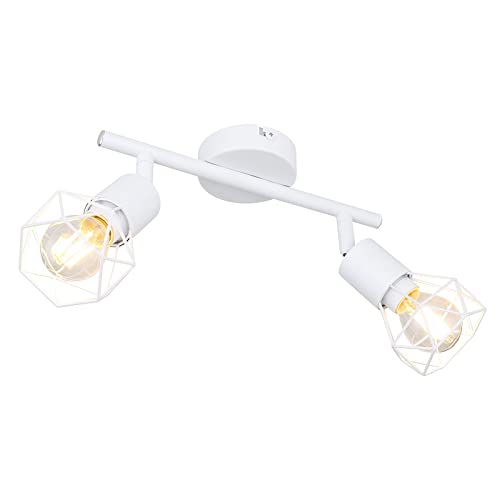 bmf-versand® Deckenleuchte Wohnzimmer Flur in weiß - Deckenlampe 2-flammig aus metall - moderner Deckenstrahler Höhe 180 mm Länge 220 mm E14-Fassung von bmf-versand