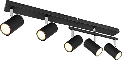 bmf-versand® Deckenstrahler 5 Flammig Schwenkbar Schwarz - Deckenleuchte mit 5 Spots - Deckenlampe Wohnzimmer Modern - Strahler Küche Fassung GU10 von bmf-versand