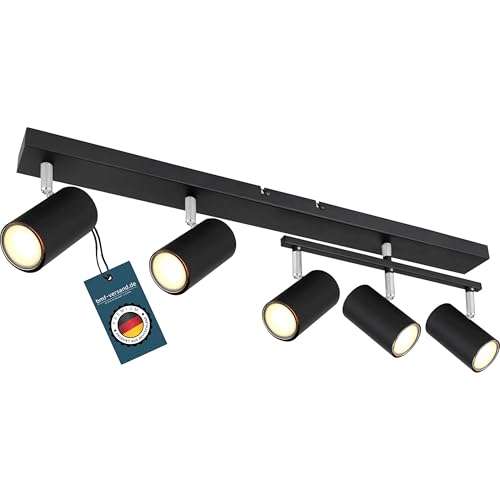 bmf-versand® Deckenstrahler 5 Flammig Schwenkbar Schwarz - Deckenleuchte mit 5 Spots - Deckenlampe Wohnzimmer Modern - Strahler Küche Fassung GU10 von bmf-versand