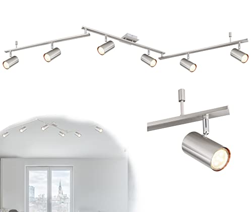 bmf-versand® Deckenstrahler 6 Flammig Schwenkbar - Deckenleuchte mit 6 Spots - Deckenlampe Wohnzimmer Modern - Strahler Küche Fassung GU10 max 35W von bmf-versand