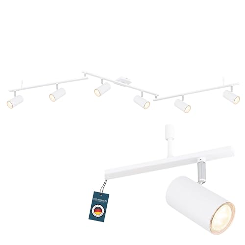 bmf-versand® Deckenstrahler 6 Flammig Schwenkbar Weiß - Deckenleuchte mit 6 Spots - Deckenlampe Wohnzimmer Modern - Strahler Küche Fassung GU10 von bmf-versand