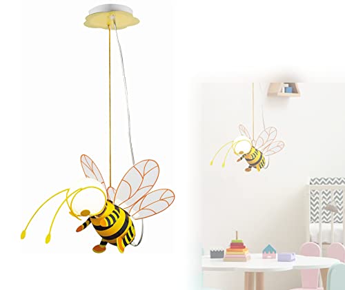 bmf-versand® Kinderlampe Decke Biene LED - Hängelampe Kinderzimmer Mädchen Junge - Kinderzimmerlampe Hängend Gelb - Kinderleuchte Inkl. Leuchtmittel - Pendellampe Kinder Tiere von bmf-versand