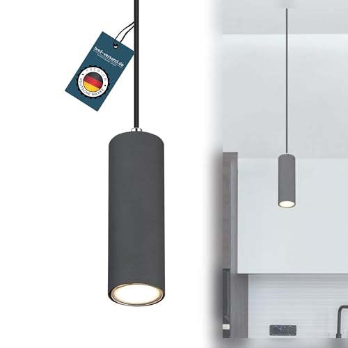 bmf-versand® Pendellampe Esstisch Modern - Hängelampe 1 Flammig Graphit mit Holz Optik - Hängeleuchte Esszimmer Küche - Pendelleuchte Wohnzimmer Hängend - Fassung GU10 von bmf-versand