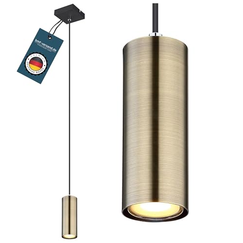 bmf-versand® Pendellampe Esstisch Modern - Hängelampe 1 Flammig Messing Schwarz - Hängeleuchte Esszimmer Küche - Pendelleuchte Wohnzimmer Hängend - Fassung GU10 von bmf-versand