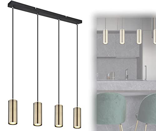 bmf-versand® Pendellampe Esstisch Schwarz - Hängelampe Messing 4 Flammig - Hängeleuchte Esszimmer Küche - Pendelleuchte Wohnzimmer Hängend - Fassung GU10 von bmf-versand